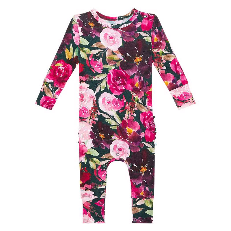 Posh Peanut Zelda Long Sleeve Ruffled Romper, 0-3m