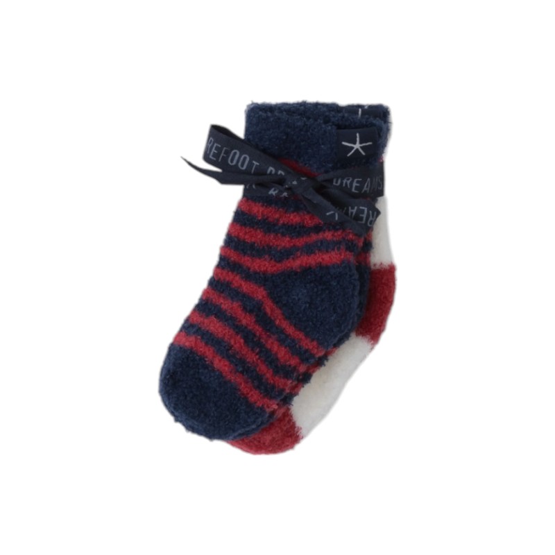 Barefoot Dreams Cozychic Lite Baby Heart Sock Set, Marine and Scarlet