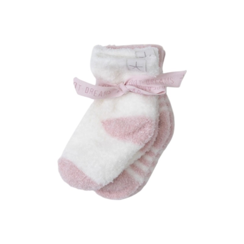 Barefoot Dreams Cozychic Lite Baby Heart Sock Set, Pink Peony and Pearl