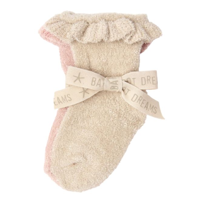 Barefoot Dreams CozyChic Ultra Lite Baby Butterfly Sock Set, Stone and Dusty Rose