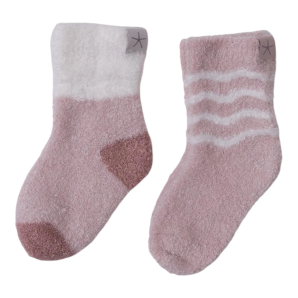 Barefoot Dreams CozyChic Lite Baby Sock Stripe Set, Dusty Rose Multicolored