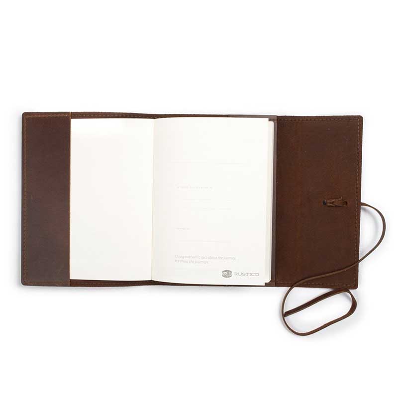 Rustico Large Writers Log with Refillable Leather Notebook, Dark Brown