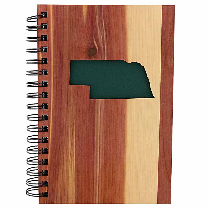 Woodchuck Nebraska State Cutout Cedar Spiral Lined Journal Borsheims