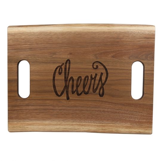 Maple Leaf At Home Black Walnut Double Handled Cheers Cutting Board Maple Leaf At Home Black Walnut Double Handled Cheers Cutting Board