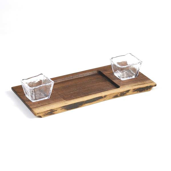 Andrew Pearce Dunmore Board with 2 Glass Bowls and Well, Black Walnut