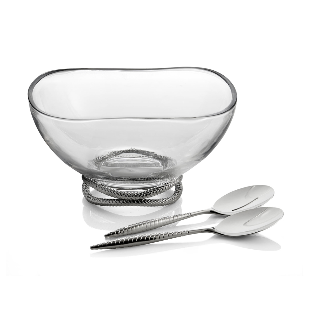 Nambe Glass Salad Bowl With Servers MT0777 Borsheims