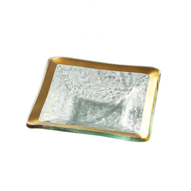 Annieglass Roman Antique Gold Small Square Dish, 5"
