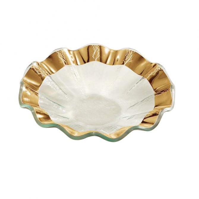 Annieglass 7" Ruffle Bowl gold
