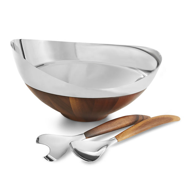 Nambe Pulse Salad Bowl & Servers Set