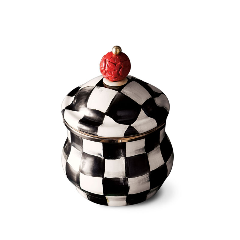 MacKenzie-Childs Courtly Check Enamel Lidded Sugar Bowl