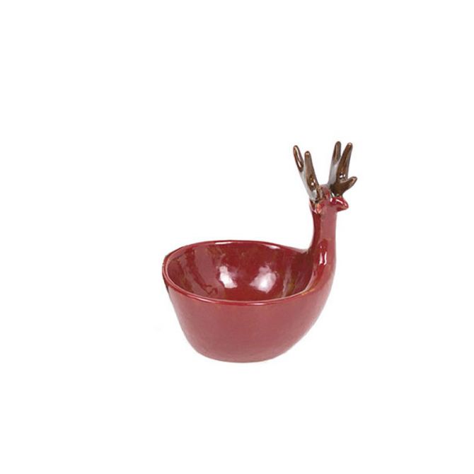 Kalalou Deer Red Bowl, Medium