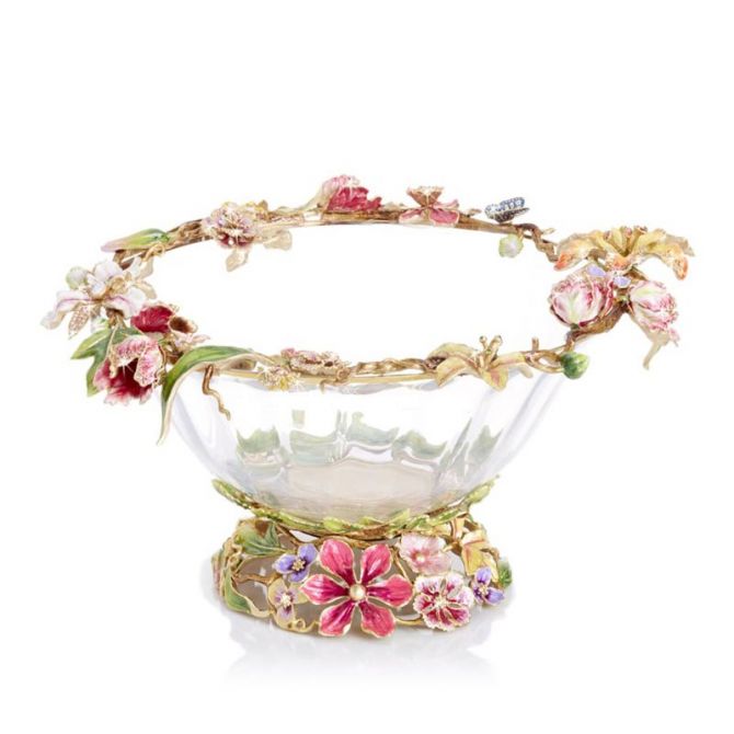 Jay Strongwater Cornelis Dutch Floral Glass Bowl