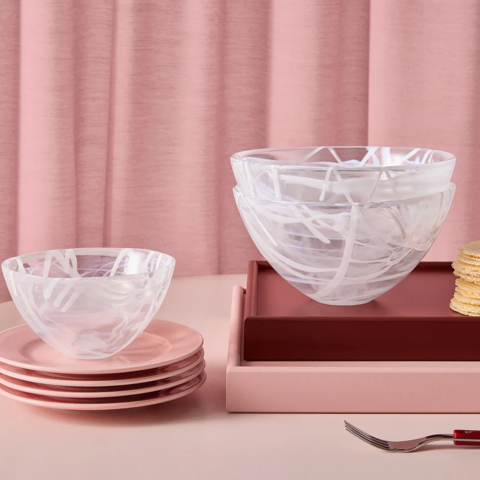 Kosta Boda White on White Contrast Bowl, Medium