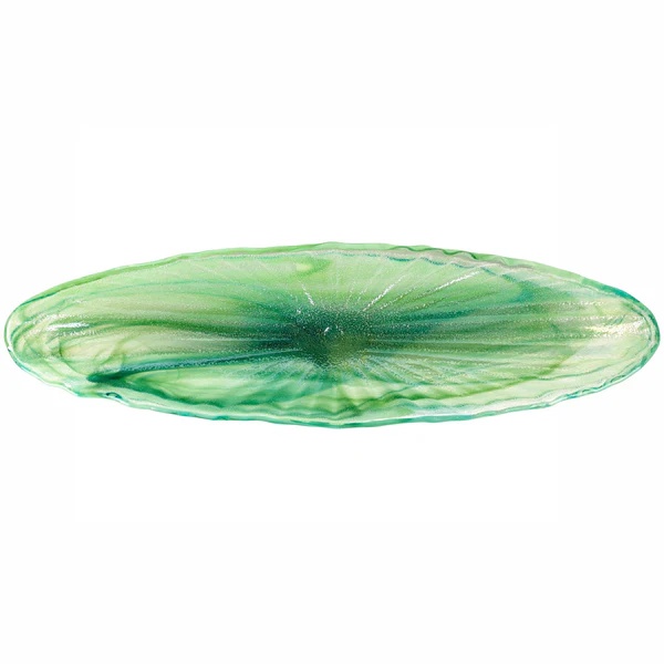 Vietri Onda Glass Green Long Oval Bowl