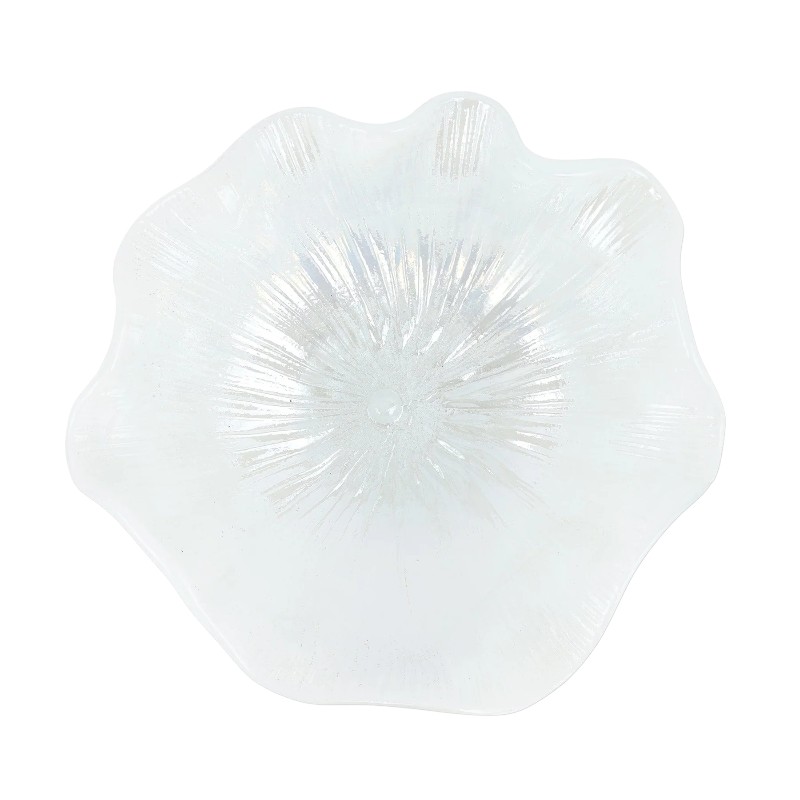 Vietri Onda Glass Ruffled Round Bowl, White