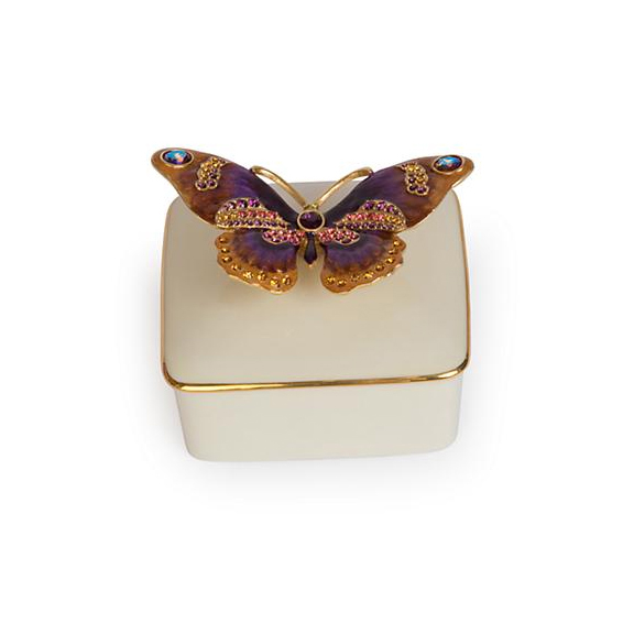 Jay Strongwater Lilliana Butterfly Porcelain Box, Flora