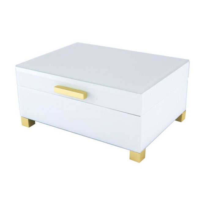 Tizo Small Box with Mirror, White and Gold