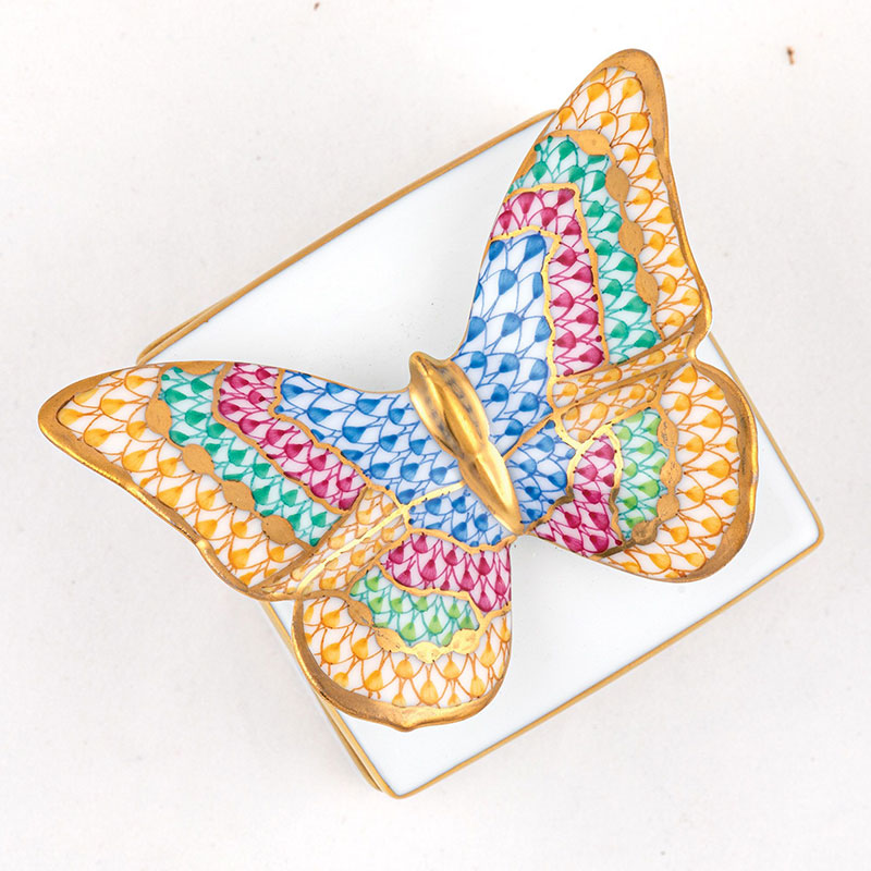Herend Butterfly Box, Blue
