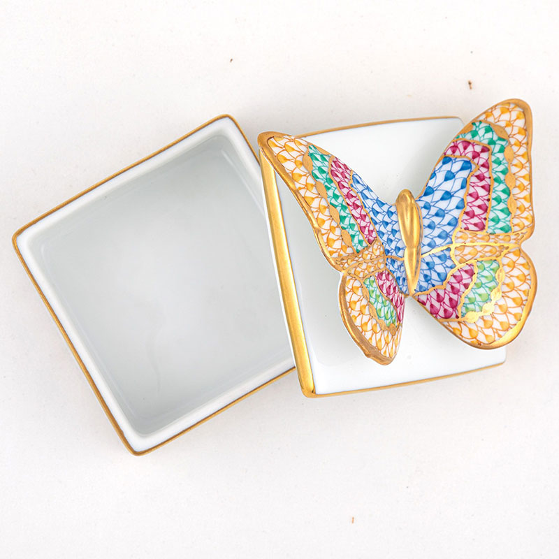 Herend Butterfly Box, Blue