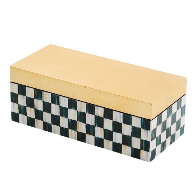 MacKenzie-Childs Courtly Check Sm Lacquer Deorative Box with Hinged Lid