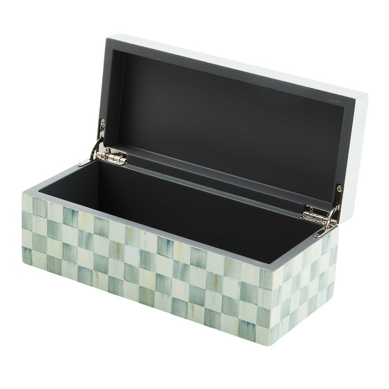 MacKenzie-Childs Sterling Check Sm Lacquer Decorative Box with Hinged Lid