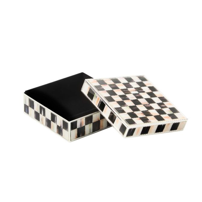 MacKenzie-Childs Courtly Check Silver Plated Trinket Box
