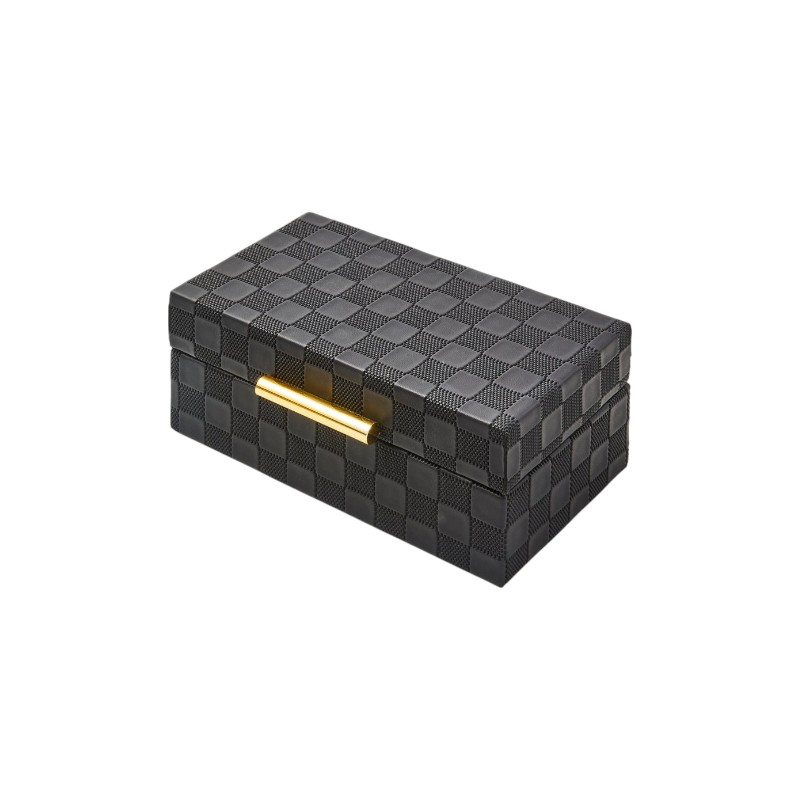MacKenzie-Childs Black Faux Leather Box, Small
