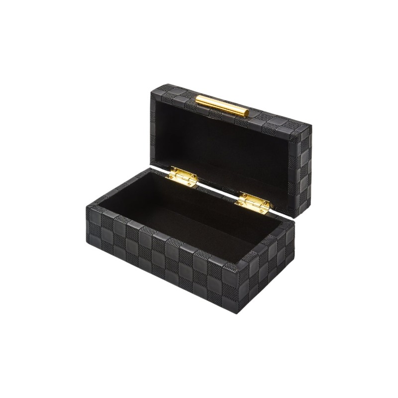 MacKenzie-Childs Black Faux Leather Box, Small