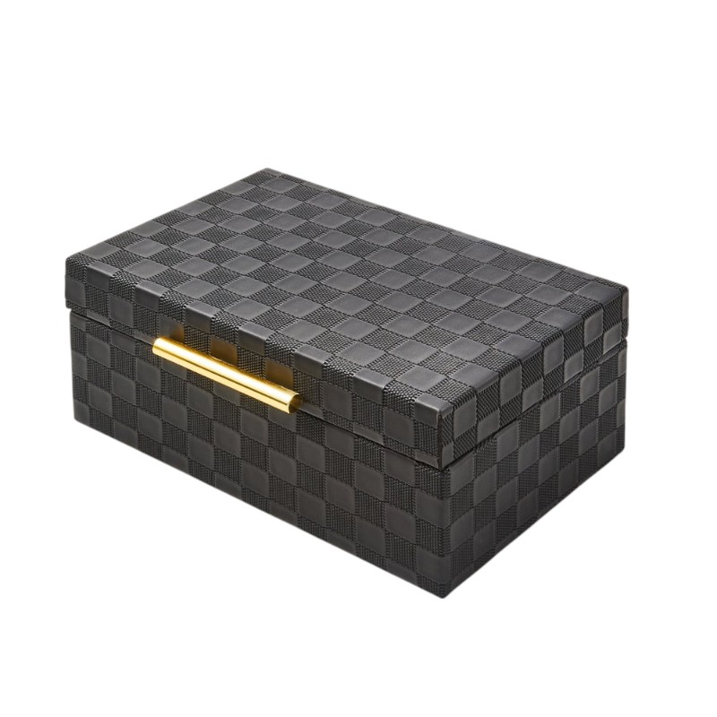 MacKenzie-Childs Black Faux Leather Box, Large