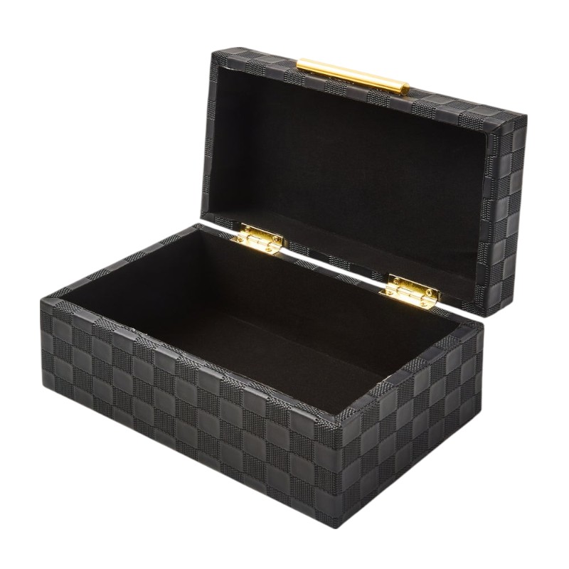 MacKenzie-Childs Black Faux Leather Box, Large