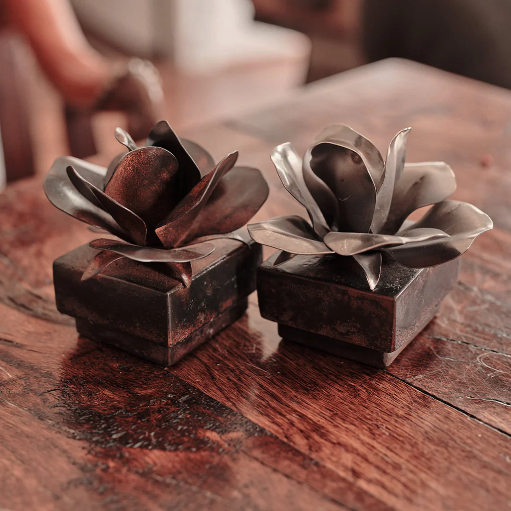 Jan Barboglio Rosa Box, Nickel Plated Rose