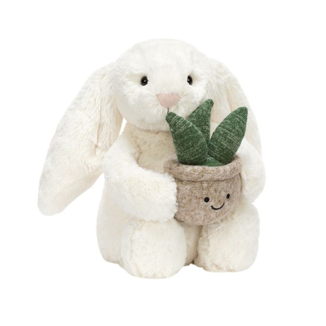 Jellycat Bunny With Plant, Cream
