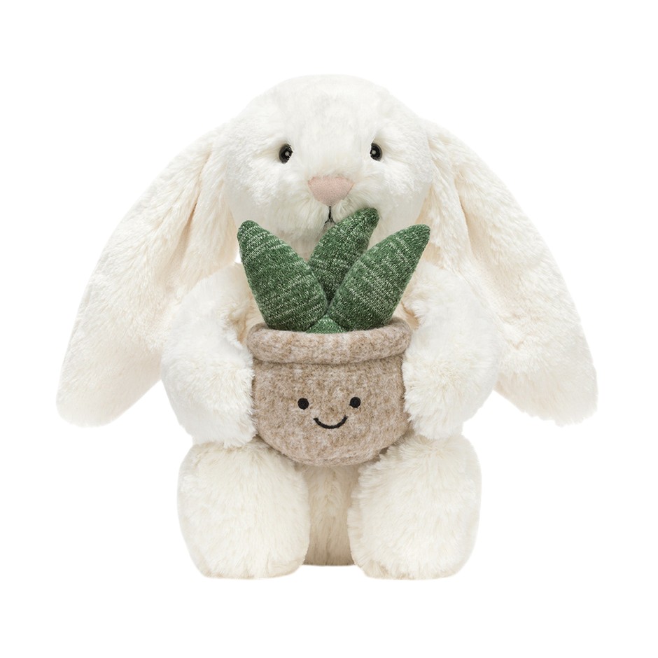 Jellycat Bunny With Plant, Cream