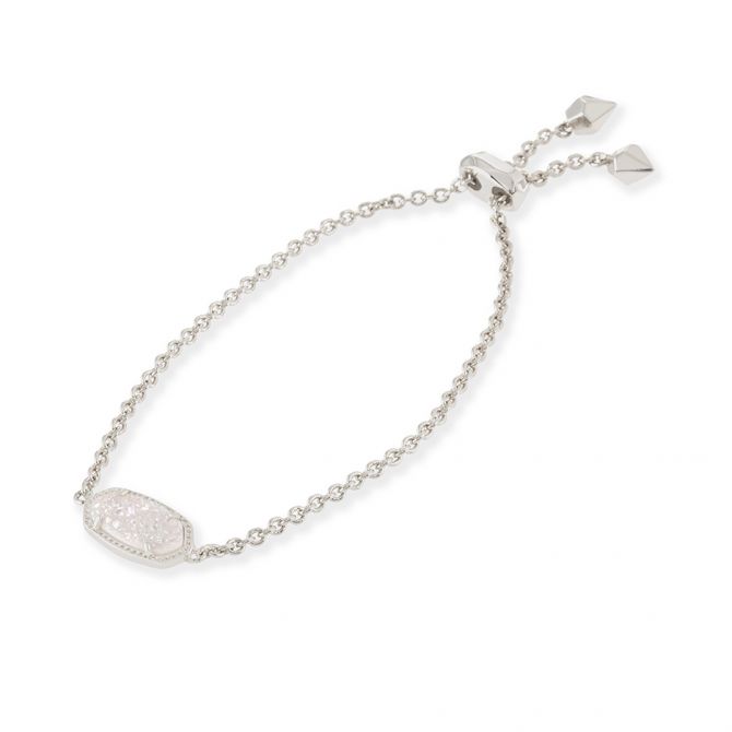 Kendra Scott Elaina Link Chain Bracelet for Women, Dainty Fashion Jewelry, Rhodium-Plated, Ivory Mother of Pearl並行輸入品 Kendra Scott Elaina Adjustable Chain Bracelet in Iridescent Drusy