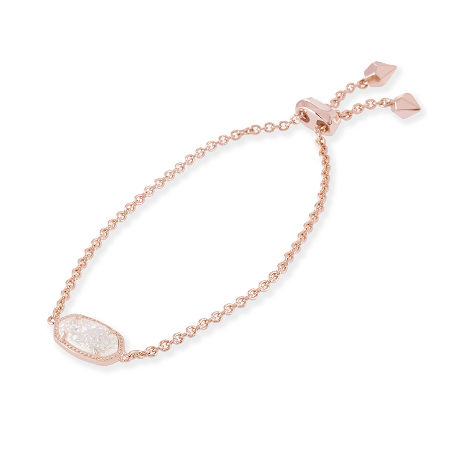 Kendra Scott Elaina Rose Gold Adjustable Chain Bracelet in Iridescent Drusy