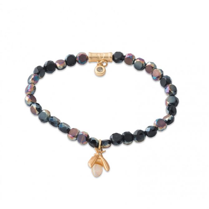 Spartina 449  Stretch Bracelet 6MM, Black/Firefly