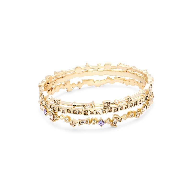 Kendra Scott Malia Gold Bangle Bracelet Set in Smoky Mix 4217700748