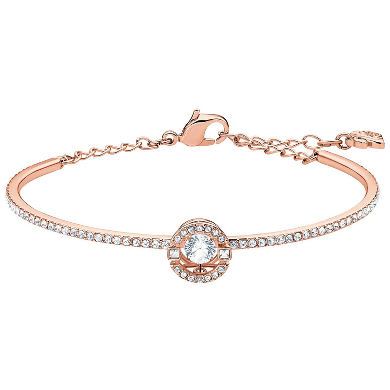 Swarovski Sparkling Dance Bangle in White in Rose Gold