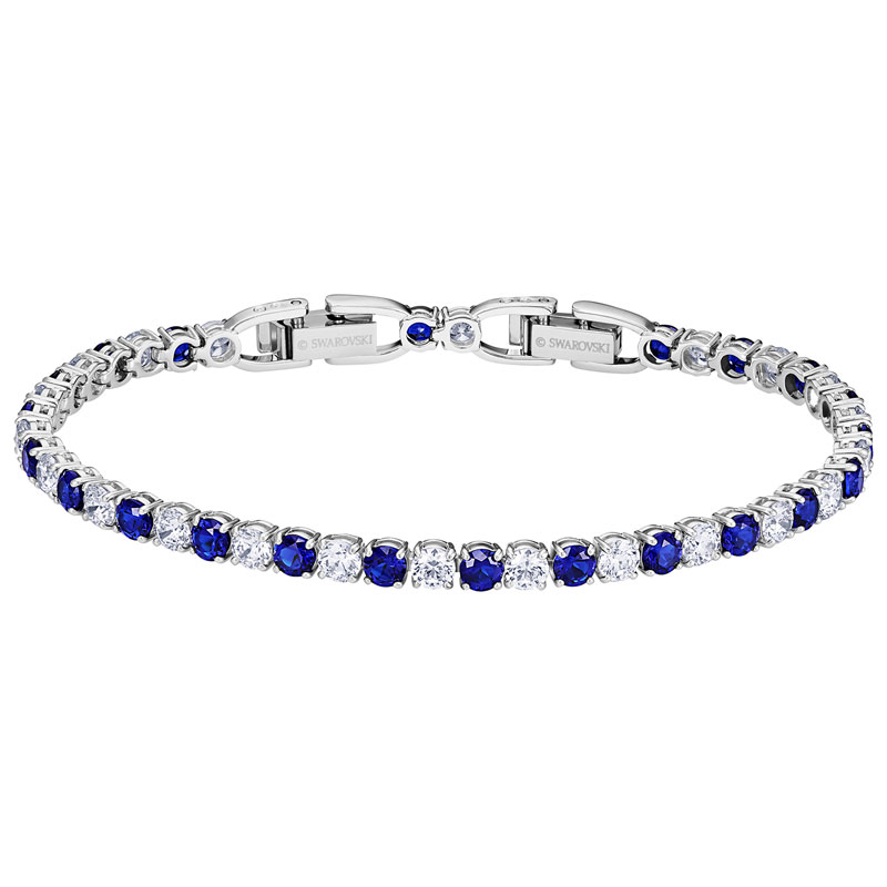 Swarovski Tennis Deluxe Bracelet, Blue in Silver Tone | Borsheims