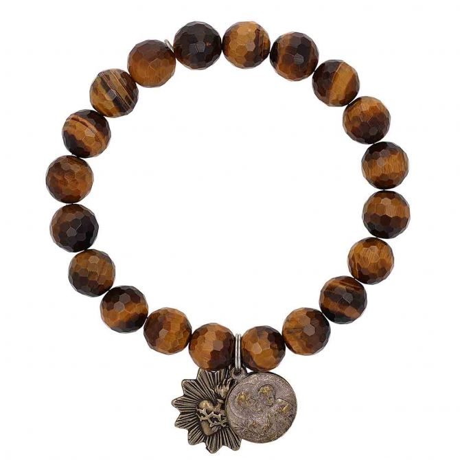 Miracle Icons by Mary Jo Pane Faceted Tiger Eye Bracelet, 10mm