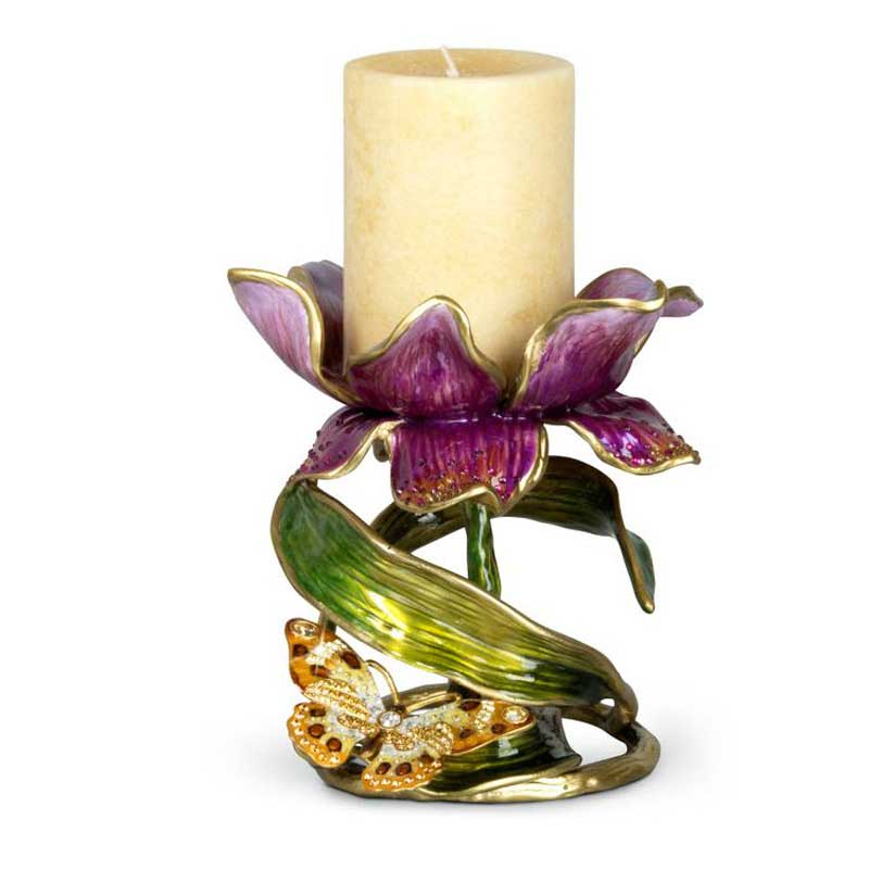 Jay Strongwater Aimee Floral Pillar Candleholder, 7