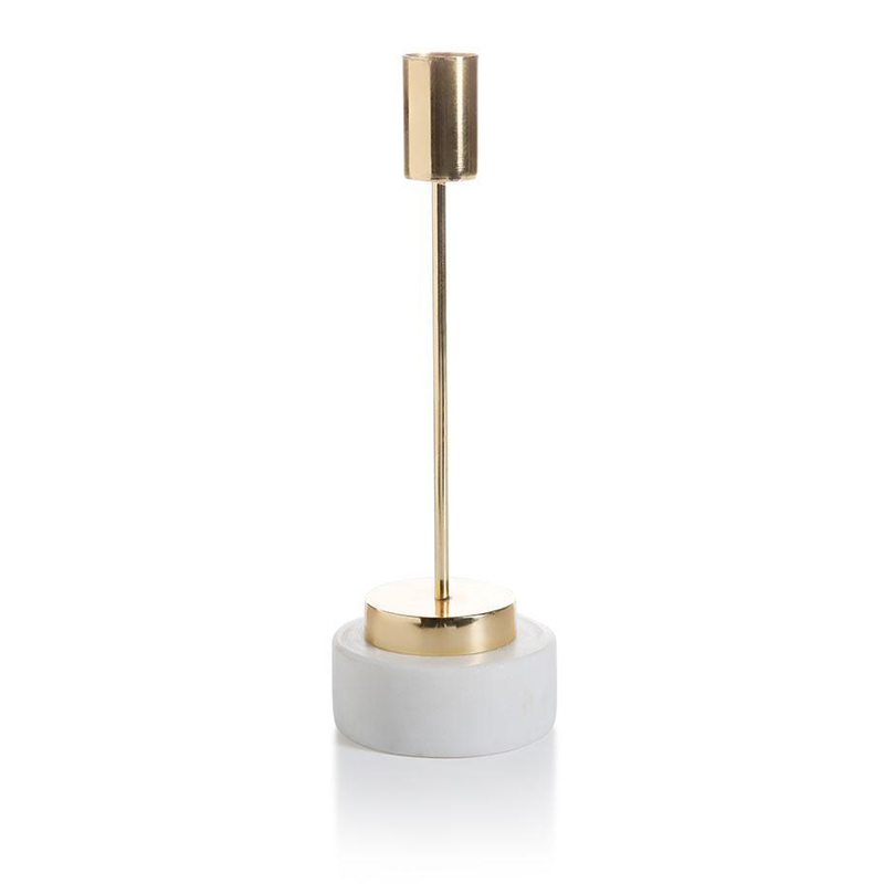 Zodax Celine Brass and Marble Taper Candleholder