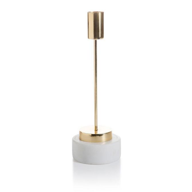 Zodax Celine Brass and Marble Taper Candleholder
