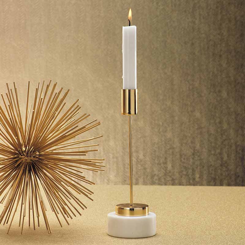 Zodax Celine Brass and Marble Taper Candleholder