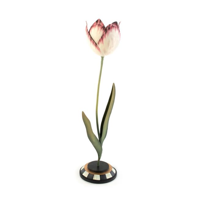 MacKenzie-Childs Tulip Candle Holder in Pink & Ivory, Large