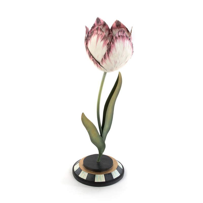 MacKenzie-Childs Tulip Candle Holder in Pink & Ivory, Small