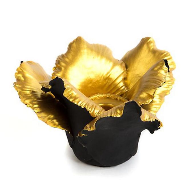 MacKenzie-Childs Daffodil Candleholder, Black & Gold