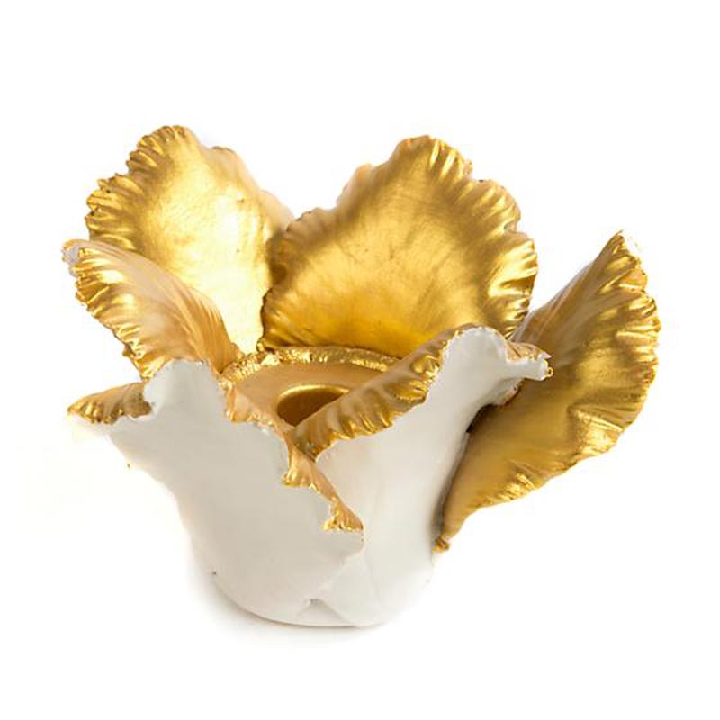 MacKenzie-Childs Daffodil Candleholder, Ivory & Gold