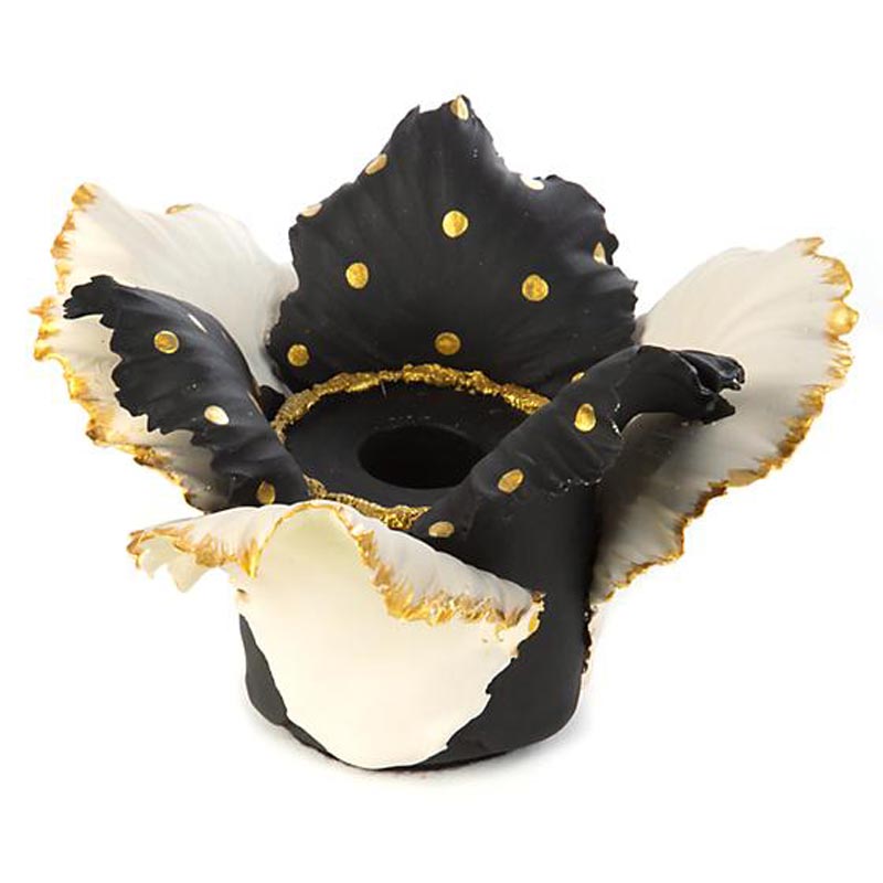 MacKenzie-Childs Daffodil Candleholder, Black & White