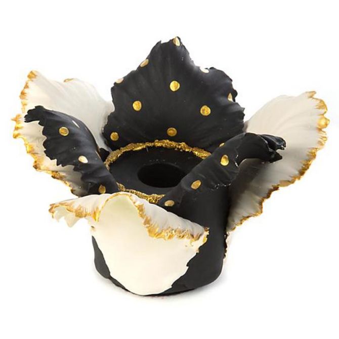 MacKenzie-Childs Daffodil Candleholder, Black & White